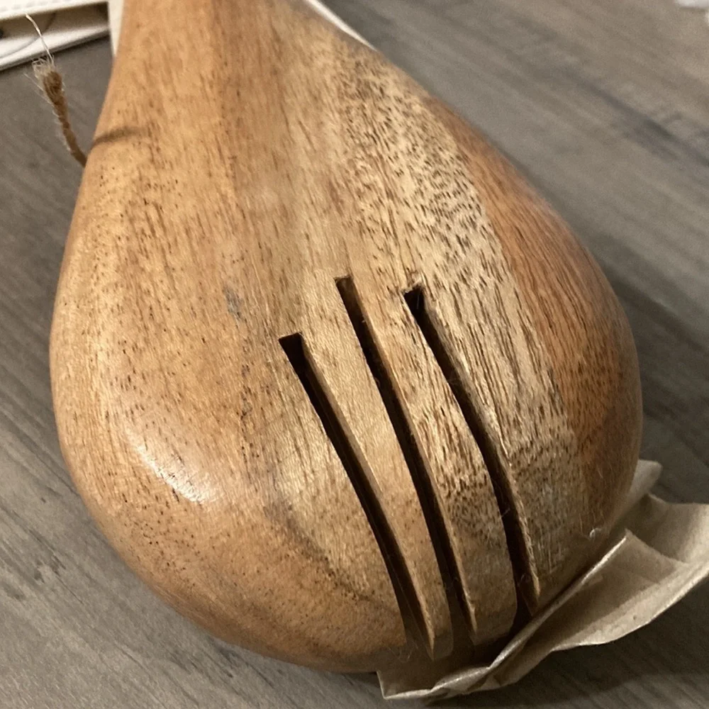 hip hop made in India WOODEN BUNNY SERVER SET OF 2 W/ SILVER TONE BUNNY DETAIL